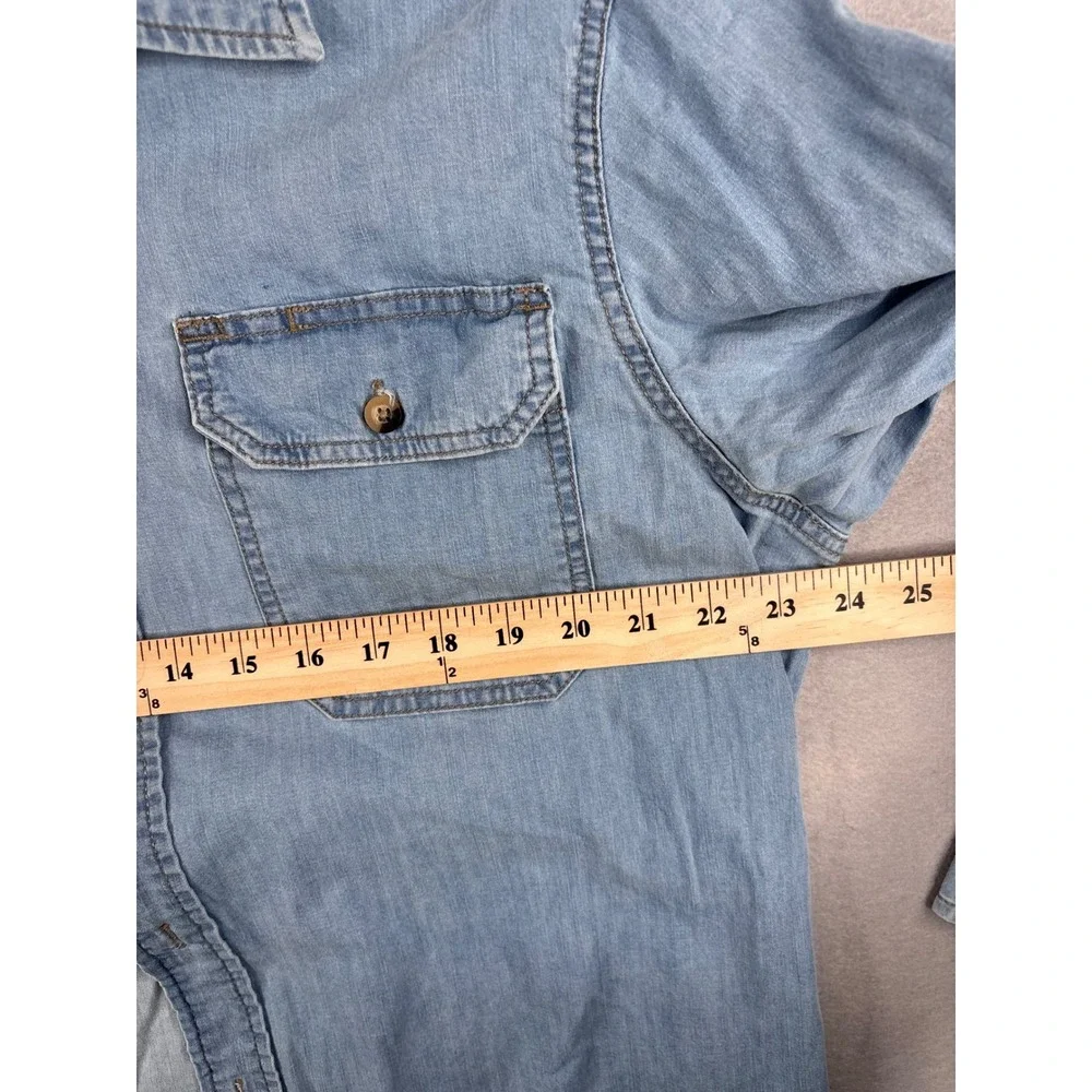 Wrangler Flex for Comfort Mens Light Wash Denim Button Down Shirt Large L